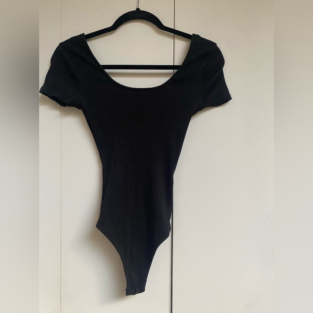 Black Ribbed Bodysuit